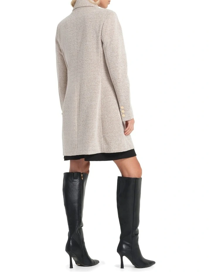 Floater High Neck Coat in Cream image 3