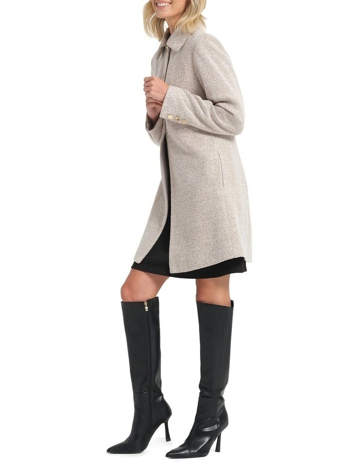 Floater High Neck Coat in Cream image 4