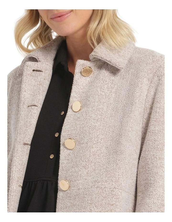 Floater High Neck Coat in Cream image 5
