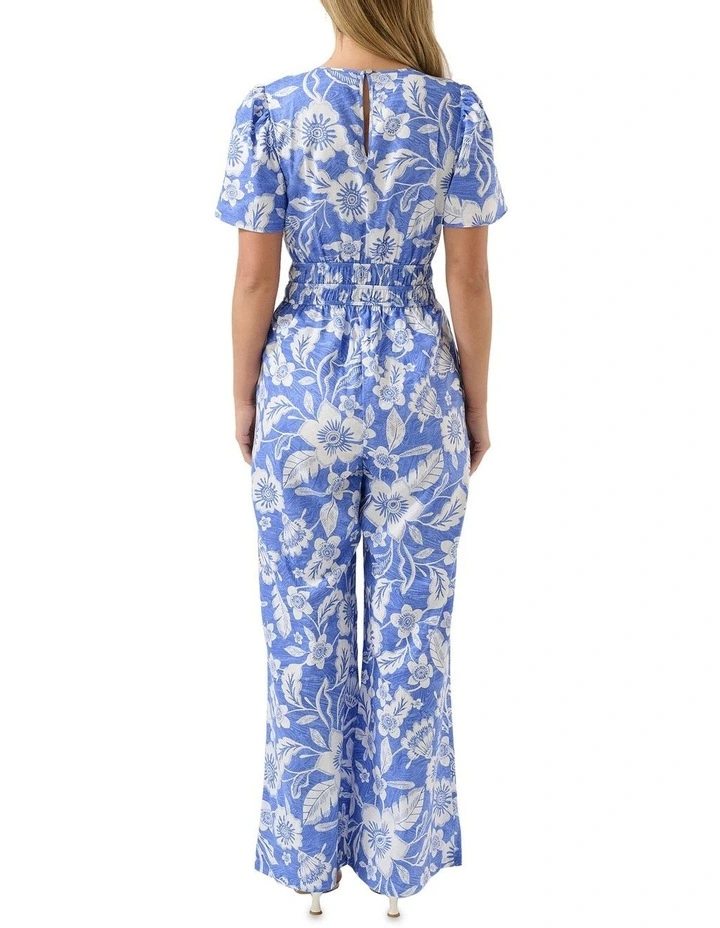 Cross Placket Jumpsuit in Wave/Milk image 2