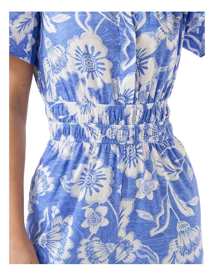 Cross Placket Jumpsuit in Wave/Milk image 4