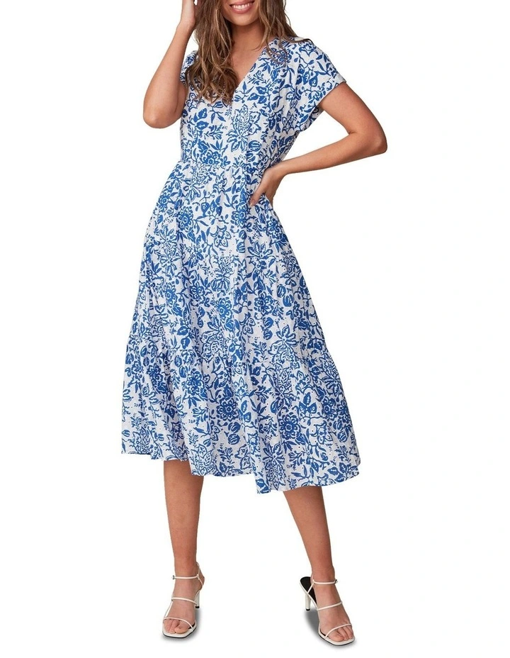 Cote Dazur Midi Dress in Milk/Azure image 1