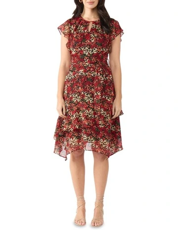 Carmine Botanical Dress in Print