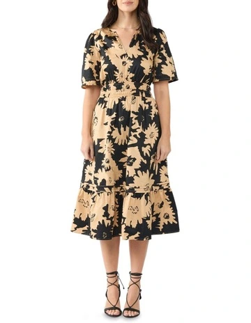 Flower Bomb Dress in Black/Beige