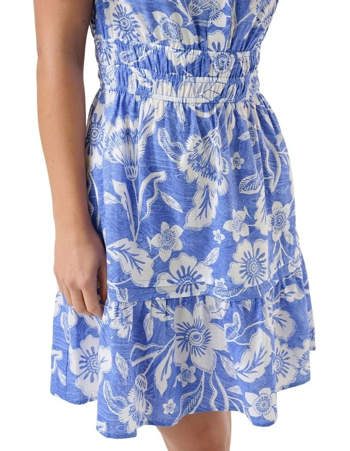 Cross Placket Short Dress in Wave/Milk image 4