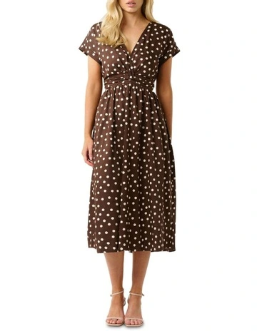 Pollie Dress in Brown/White