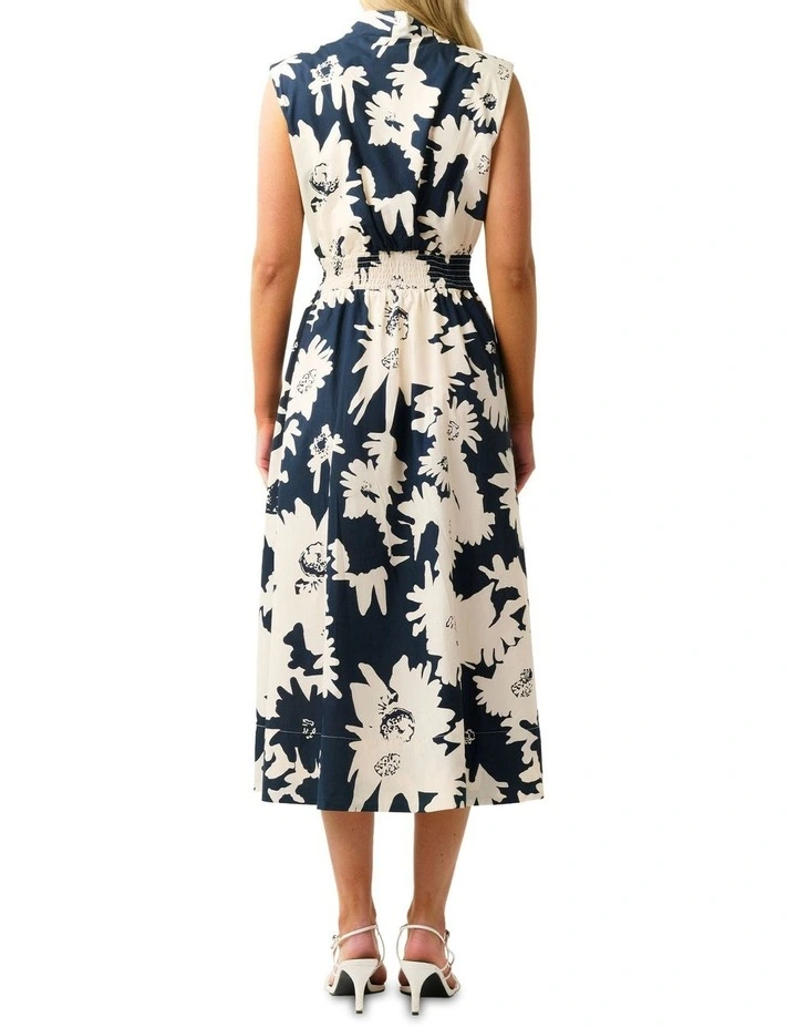 Marge Dress in Cream/Indigo Blue image 3