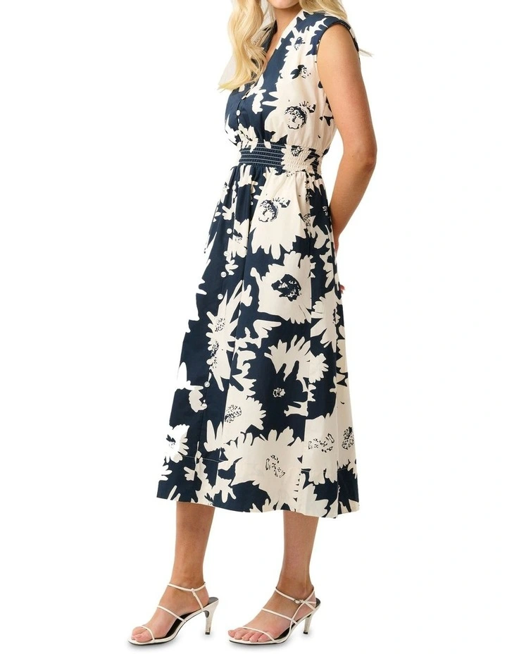 Marge Dress in Cream/Indigo Blue image 4