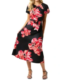 Flamingo Cattleya Dress in Black/Rose kiss
