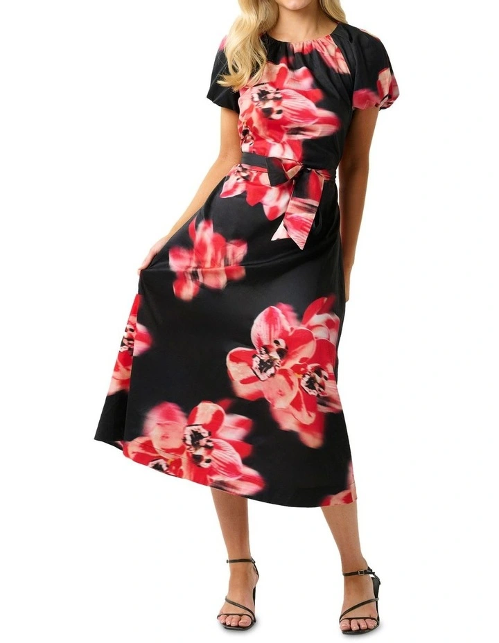 Flamingo Cattleya Dress in Black/Rose kiss image 1