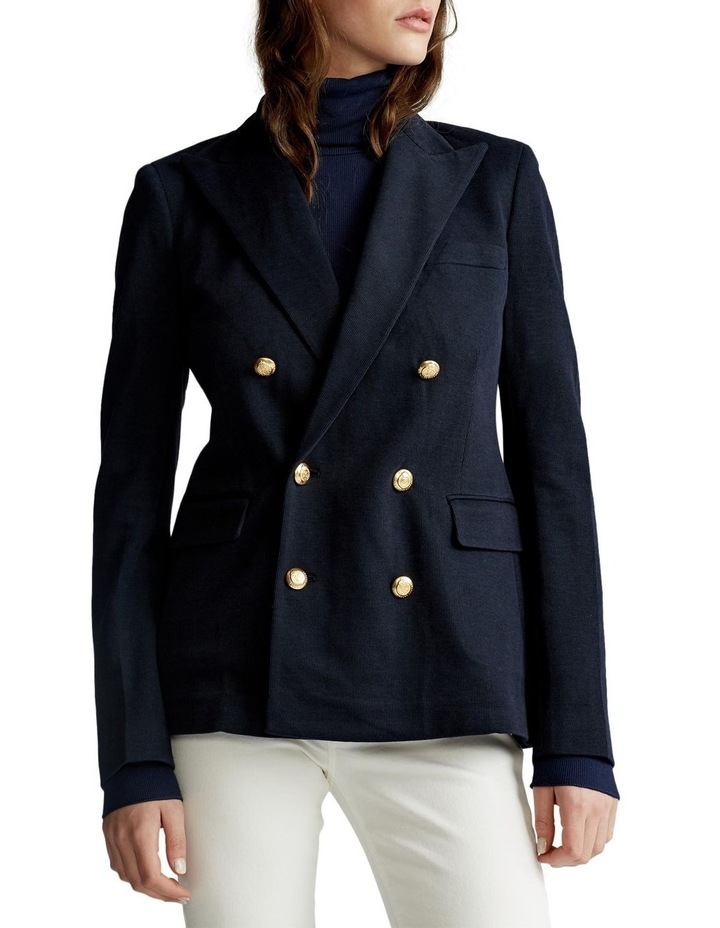 ralph lauren knit double breasted blazer