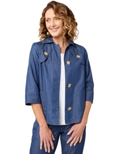 Nashville 3/4 Sleeve Jacket in Denim