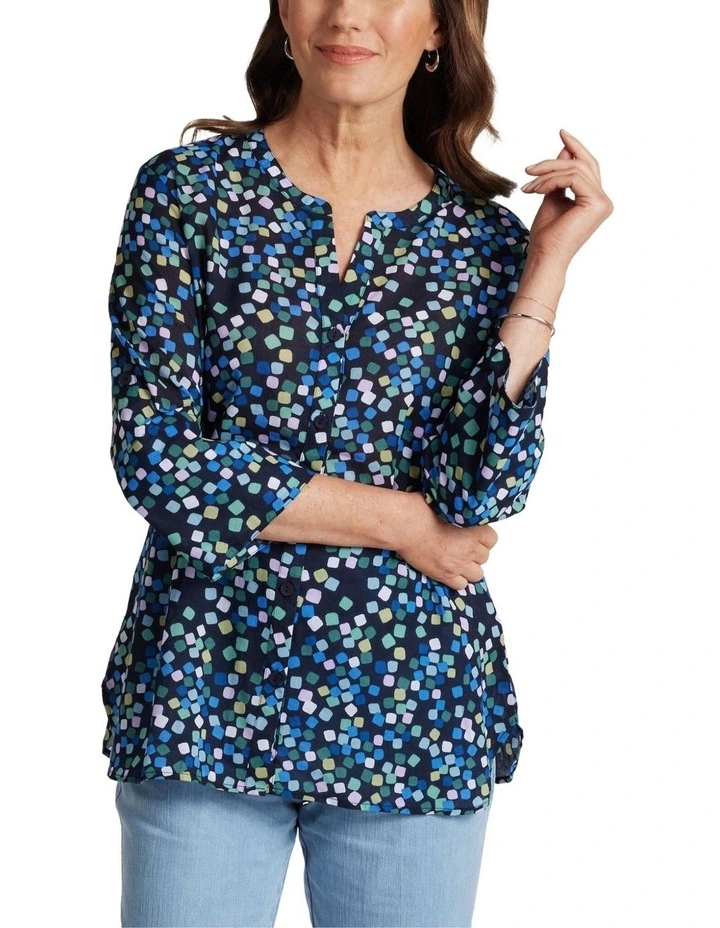 Black Pepper Inna 3/4 Sleeve Top in Ink MYER