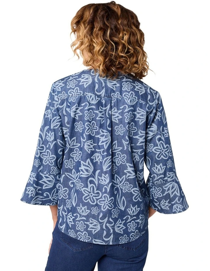 Lovella 3/4 Sleeve Shirt in Blue image 2