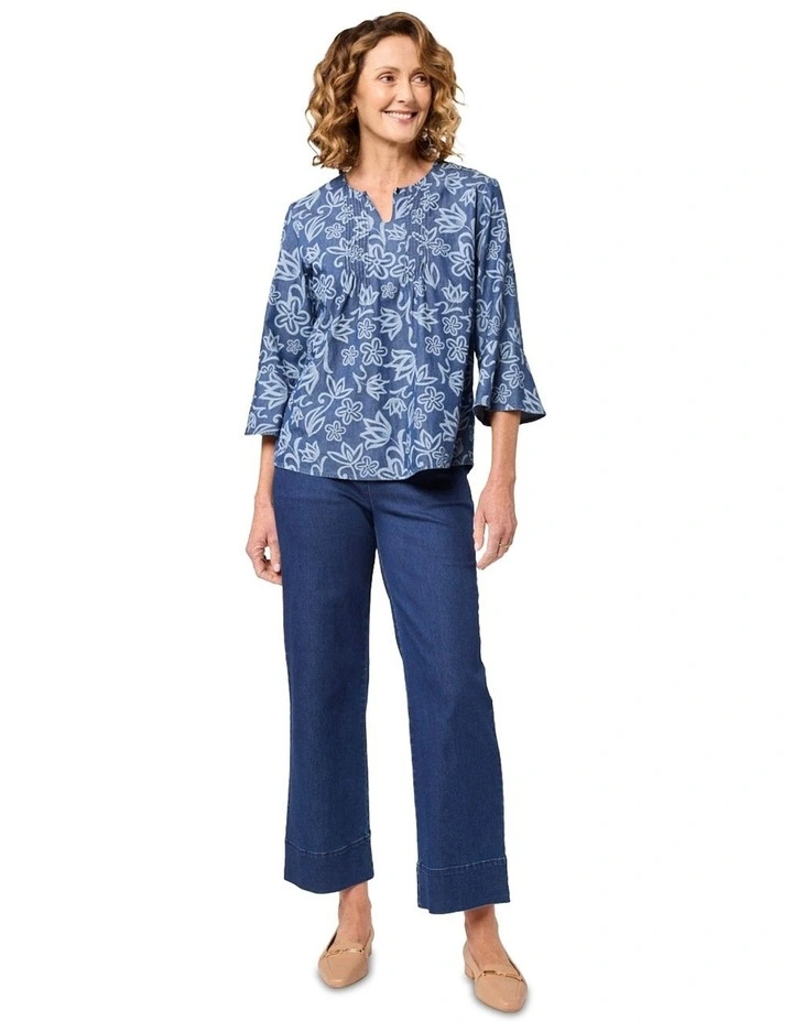 Lovella 3/4 Sleeve Shirt in Blue image 4