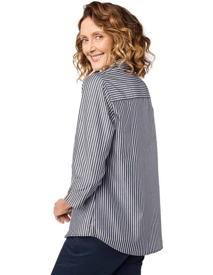 Melika 3/4 Sleeve Shirt in Blue image 2