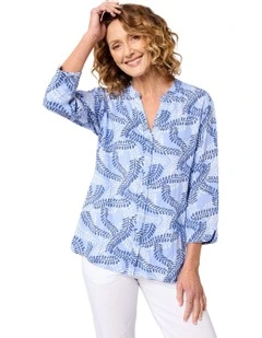 Allira 3/4 Sleeve Shirt in Blue