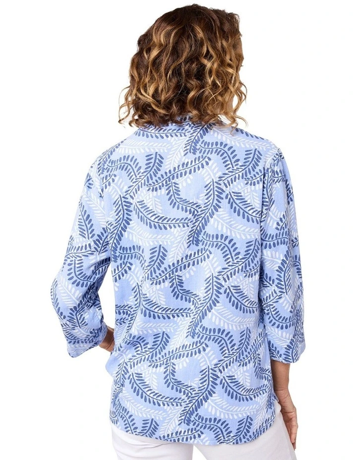 Allira 3/4 Sleeve Shirt in Blue image 2