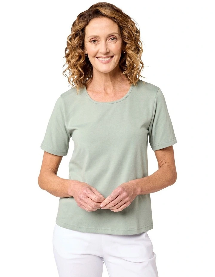 Kinnersly Scoop Neck Tee in Green image 1