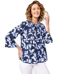 Brittany 3/4 Sleeve Shirt in Blue
