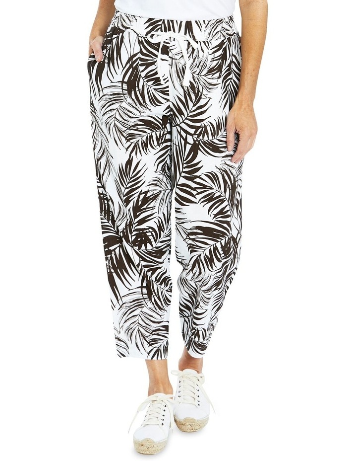 Etched Leaf Print Pants White/Mocha