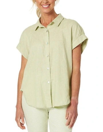 Millie Linen Shirt in Celery