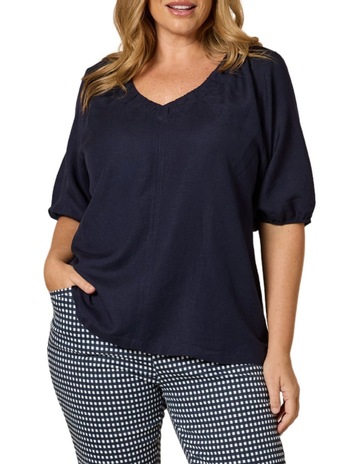 The Lino V Neck Top in Navy