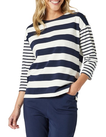 Mixed Stripe Top in Blue