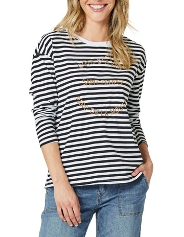 Saint Tropez Tee in Black/White