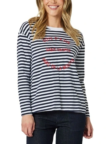 Saint Tropez Tee in Navy/White