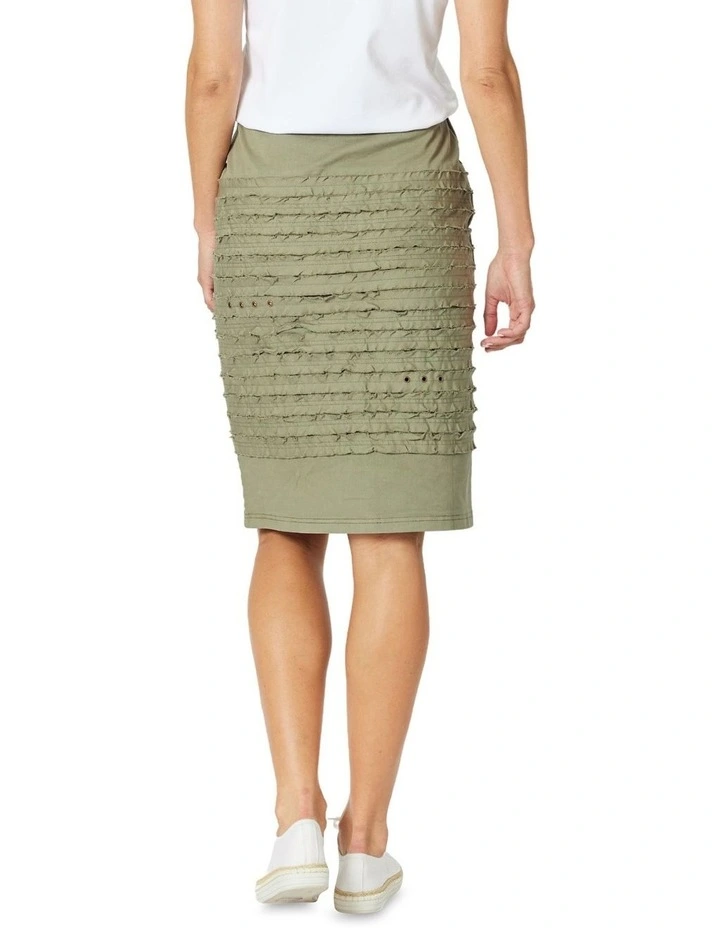 Charlie Stitch Detail Skirt in Khaki image 3