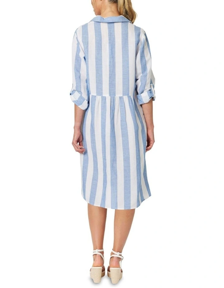 Hampton Stripe Shirtdress in Blue/White image 4