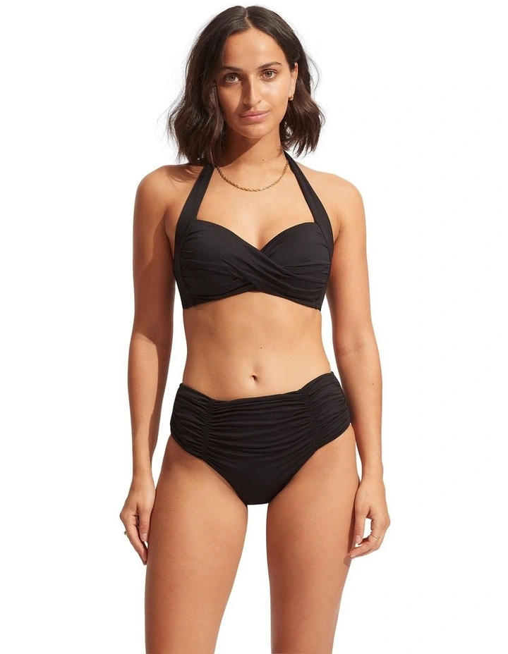 Twist Soft Cup Halter Bikini Top in Black image 1