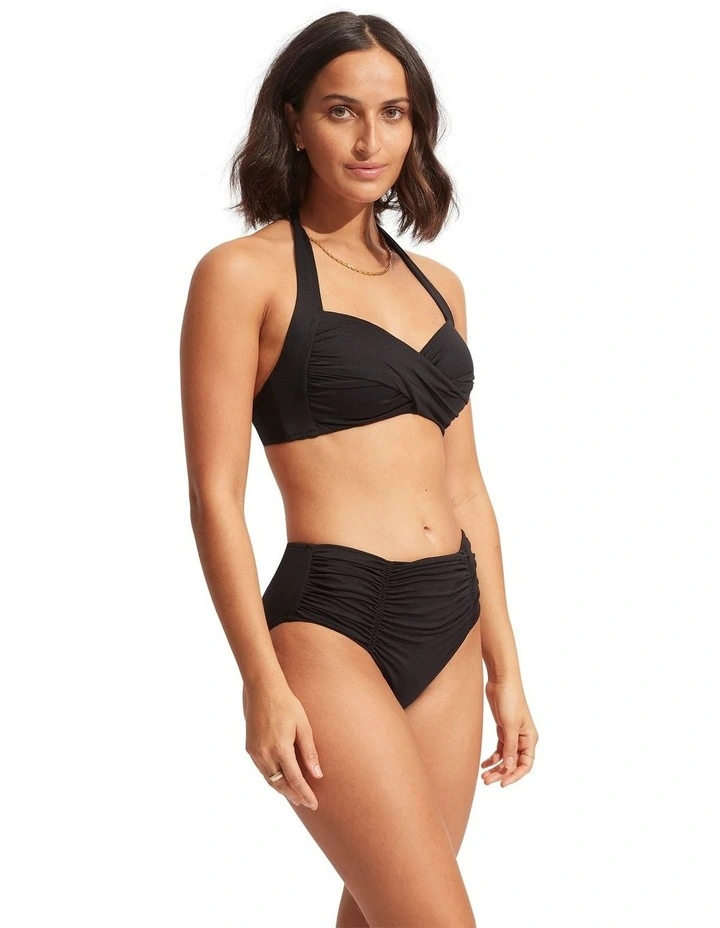 Twist Soft Cup Halter Bikini Top in Black image 2