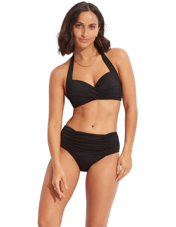 Twist Soft Cup Halter Bikini Top in Black image 5