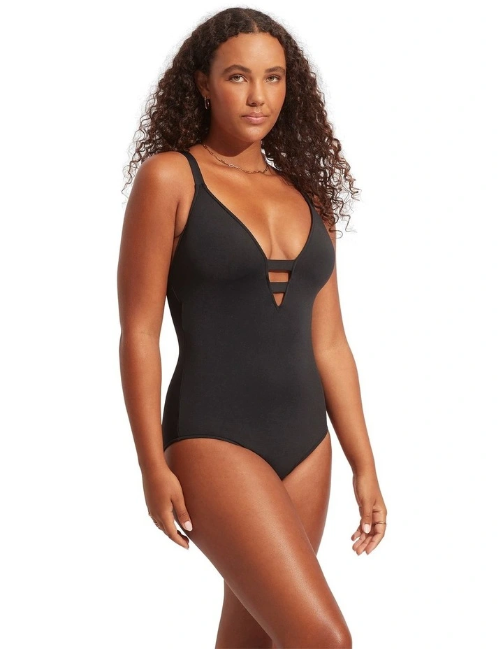 Collective Deep V One Piece in Black image 5