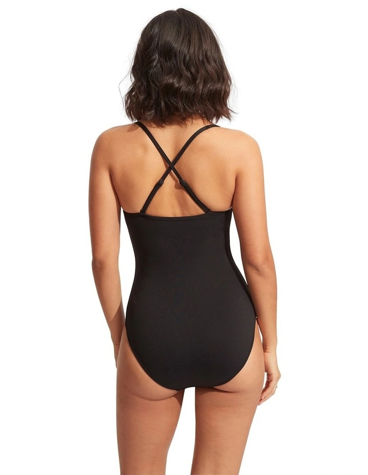 Goddess Twist Bandeau One Piece Swimsuit in Black image 3