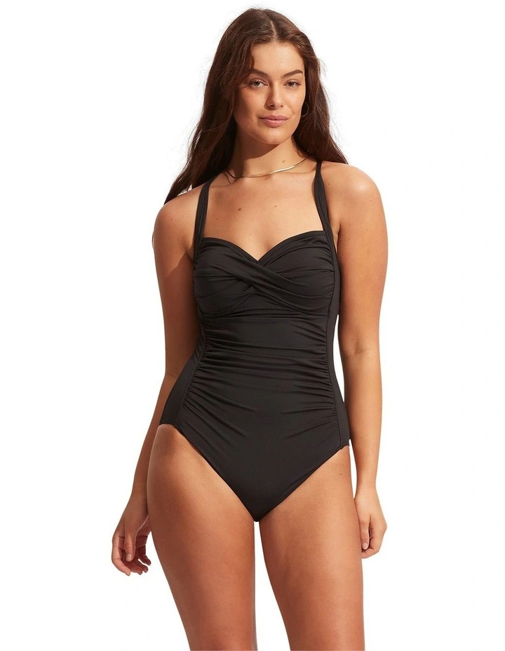 Goddess Twist Bandeau One Piece Swimsuit in Black image 4