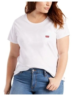 Perfect Crew Curve Neck Tee in White