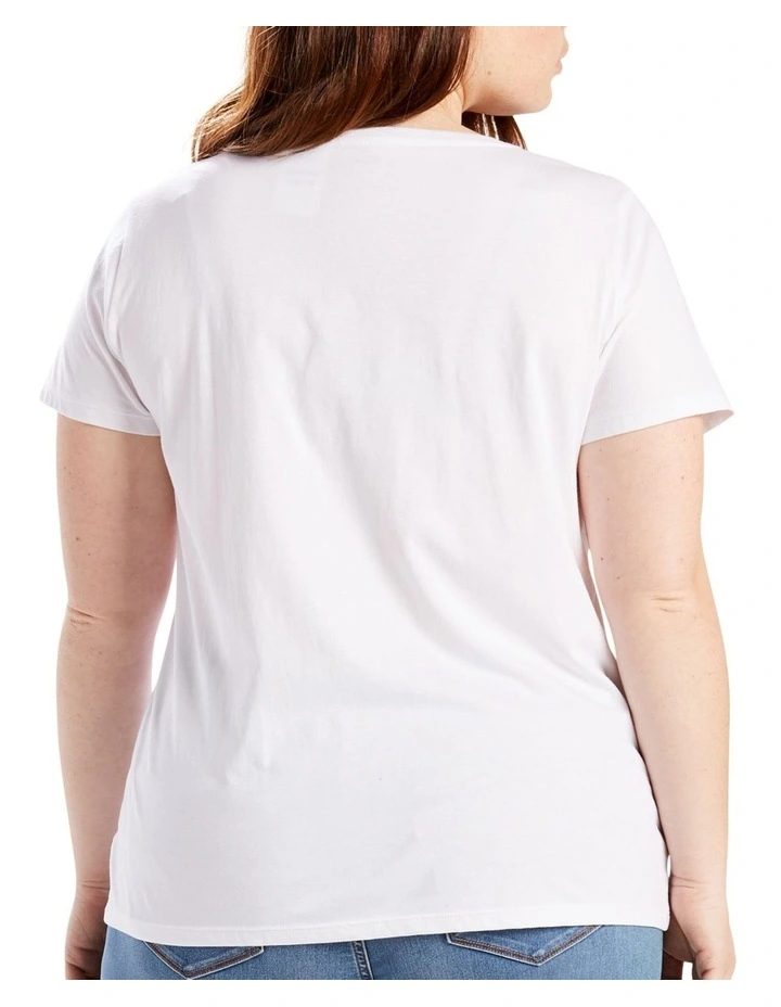 Perfect Crew Curve Neck Tee in White image 2