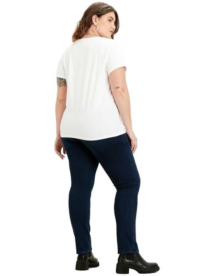 Perfect Crew Curve Neck Tee in White image 5