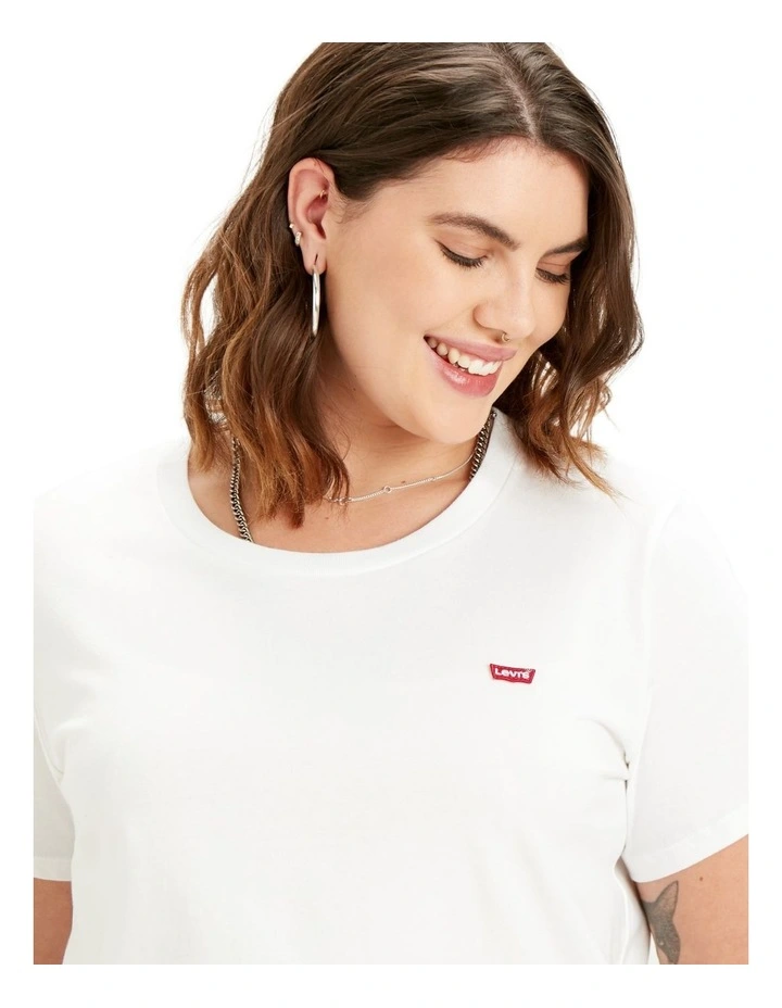 Perfect Crew Curve Neck Tee in White image 6