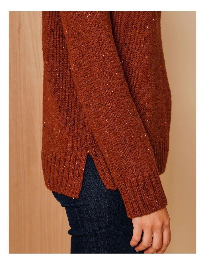 Roll Neck Jumper With Hi/Lo Hem in Burnt Orange image 5