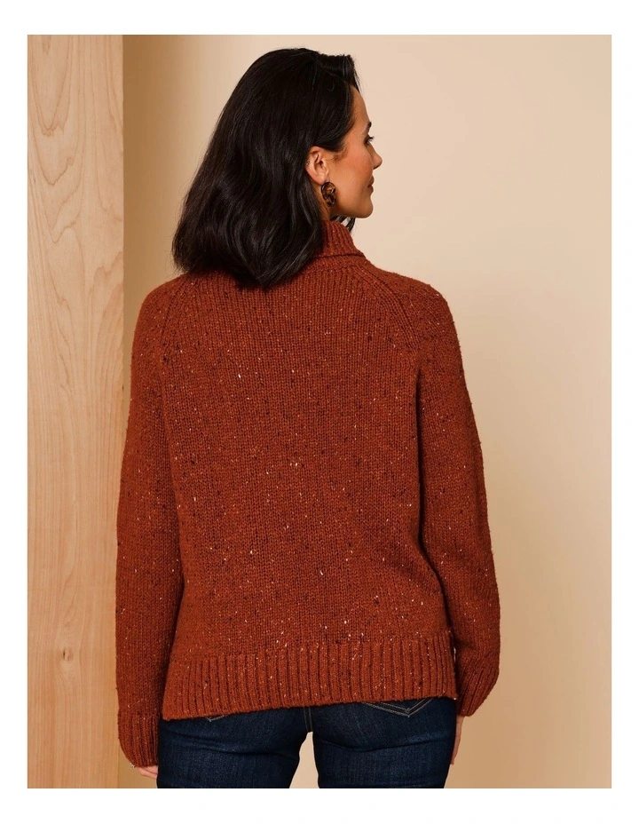 Roll Neck Jumper With Hi/Lo Hem in Burnt Orange image 6