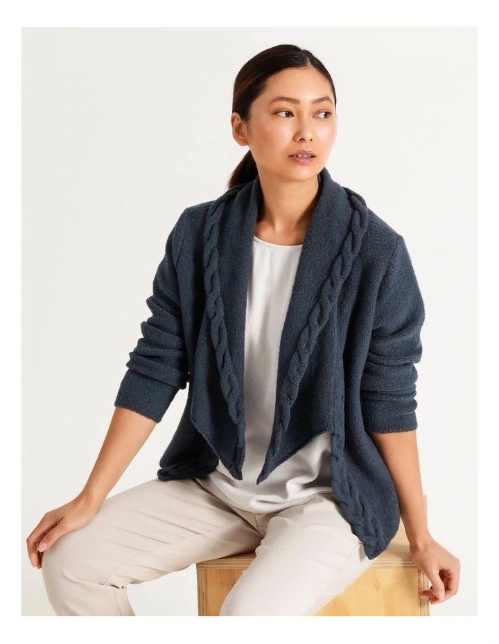 Regatta Waterfall Long Sleeve Cardigan With Cables Petrol Blue Myer