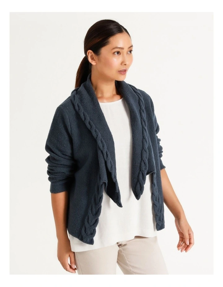 Regatta Waterfall Long Sleeve Cardigan With Cables Petrol Blue Myer
