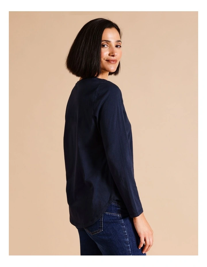 Organic Cotton Wardrobe Staple Long Sleeve Tee In Navy image 4