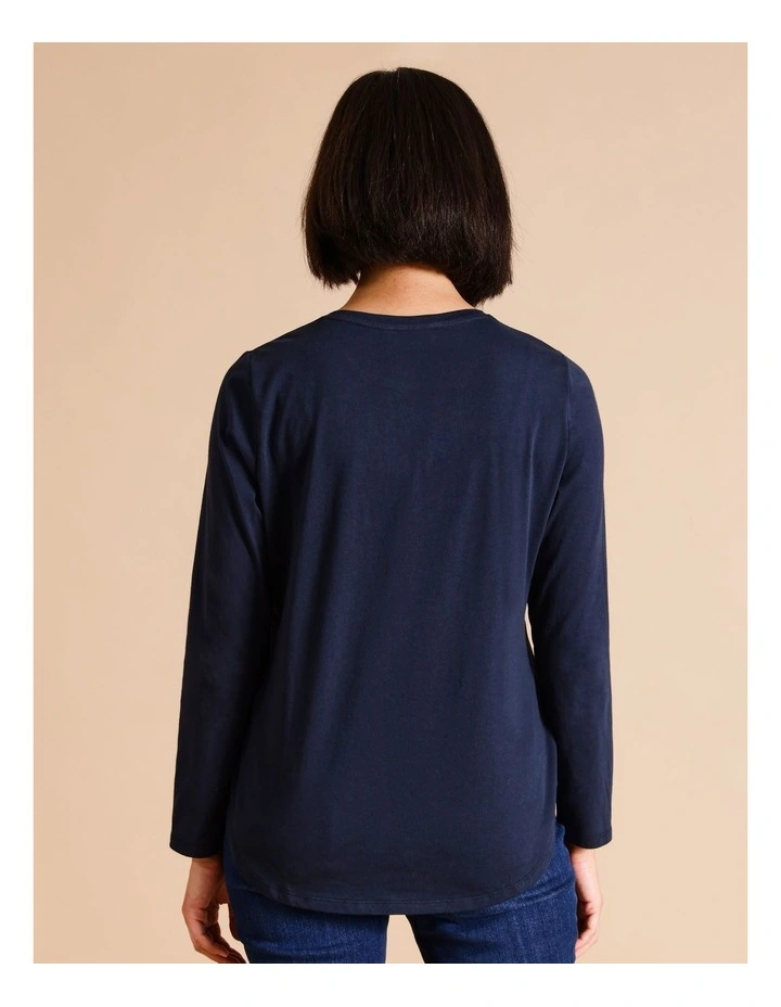 Organic Cotton Wardrobe Staple Long Sleeve Tee In Navy image 5