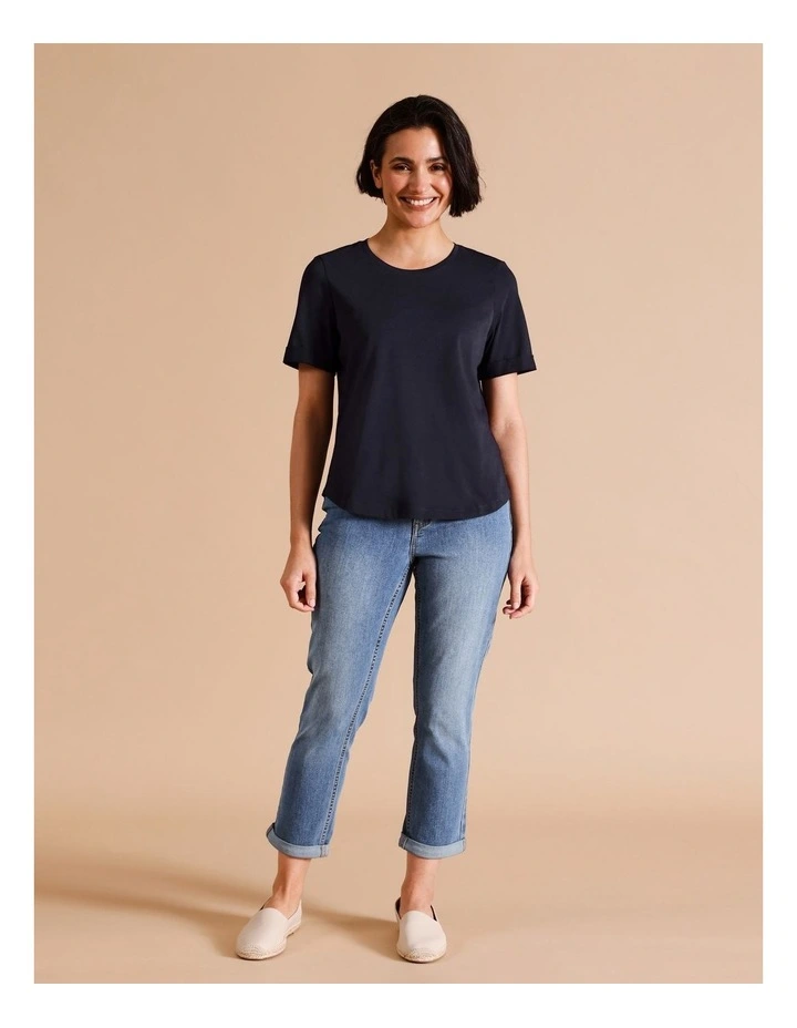 Organic Cotton Wardrobe Staple Tee In Navy image 3