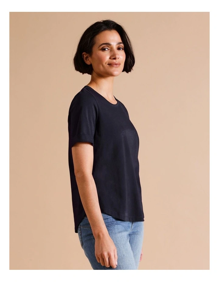 Organic Cotton Wardrobe Staple Tee In Navy image 4